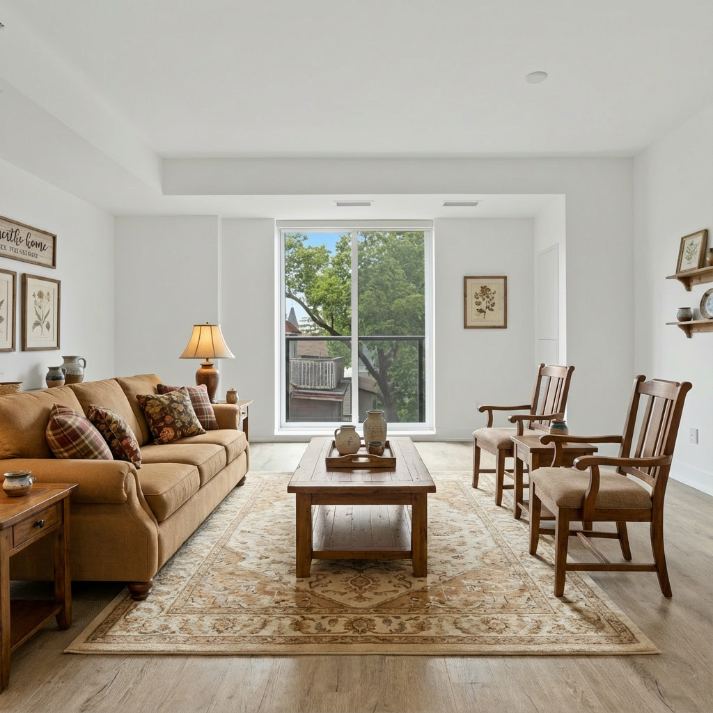Country style living room with traditional warmth