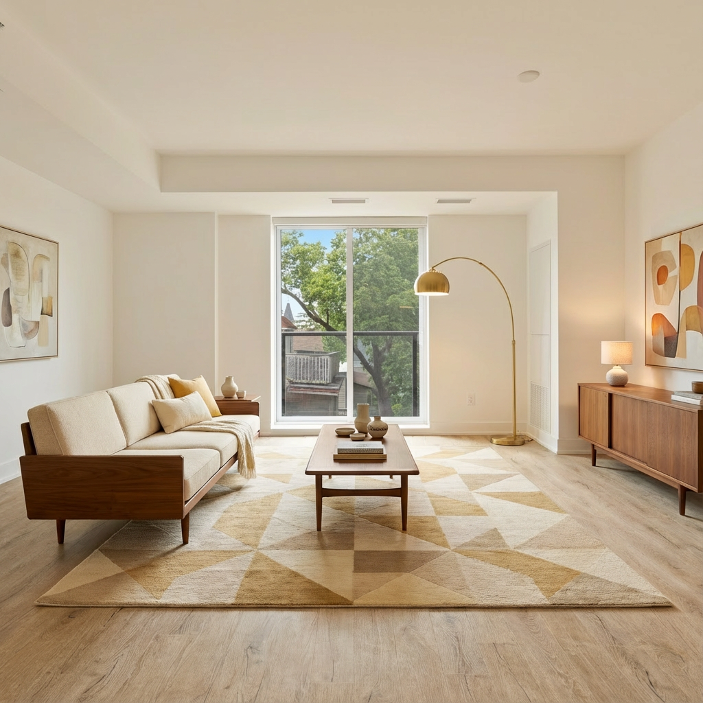 Mid-Century style living room with retro furniture
